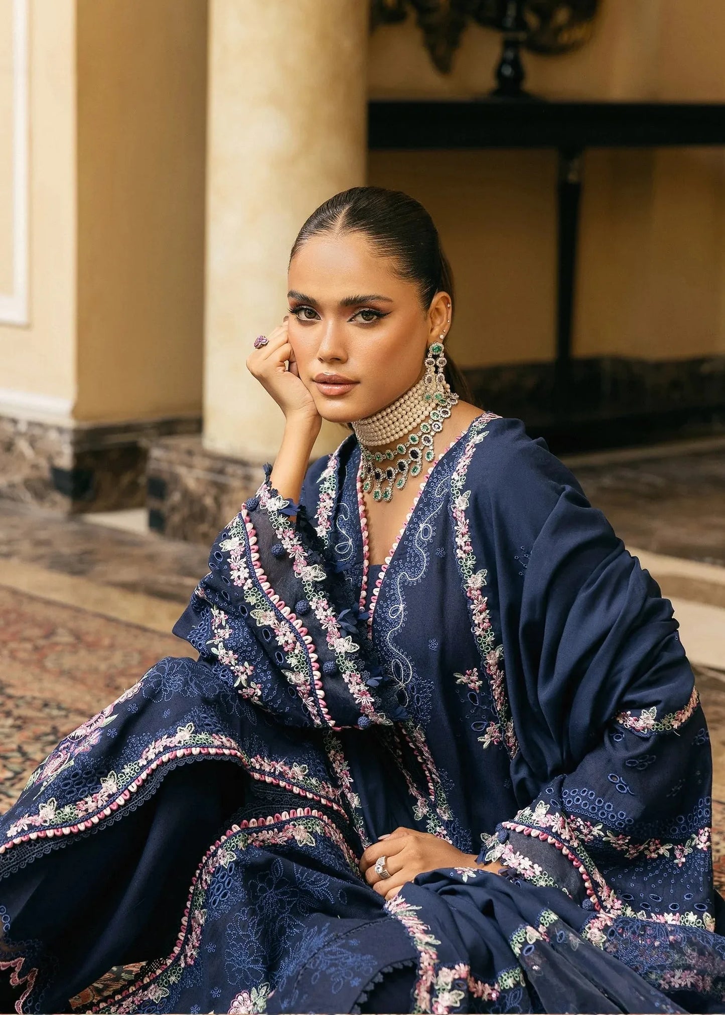 ELAF LUXURY EMBROIDERED KARANDI WINTER COLLECTION 3PC UNSTITCHED | EWK-6B AMBER HAZE | ✅ 100% Original