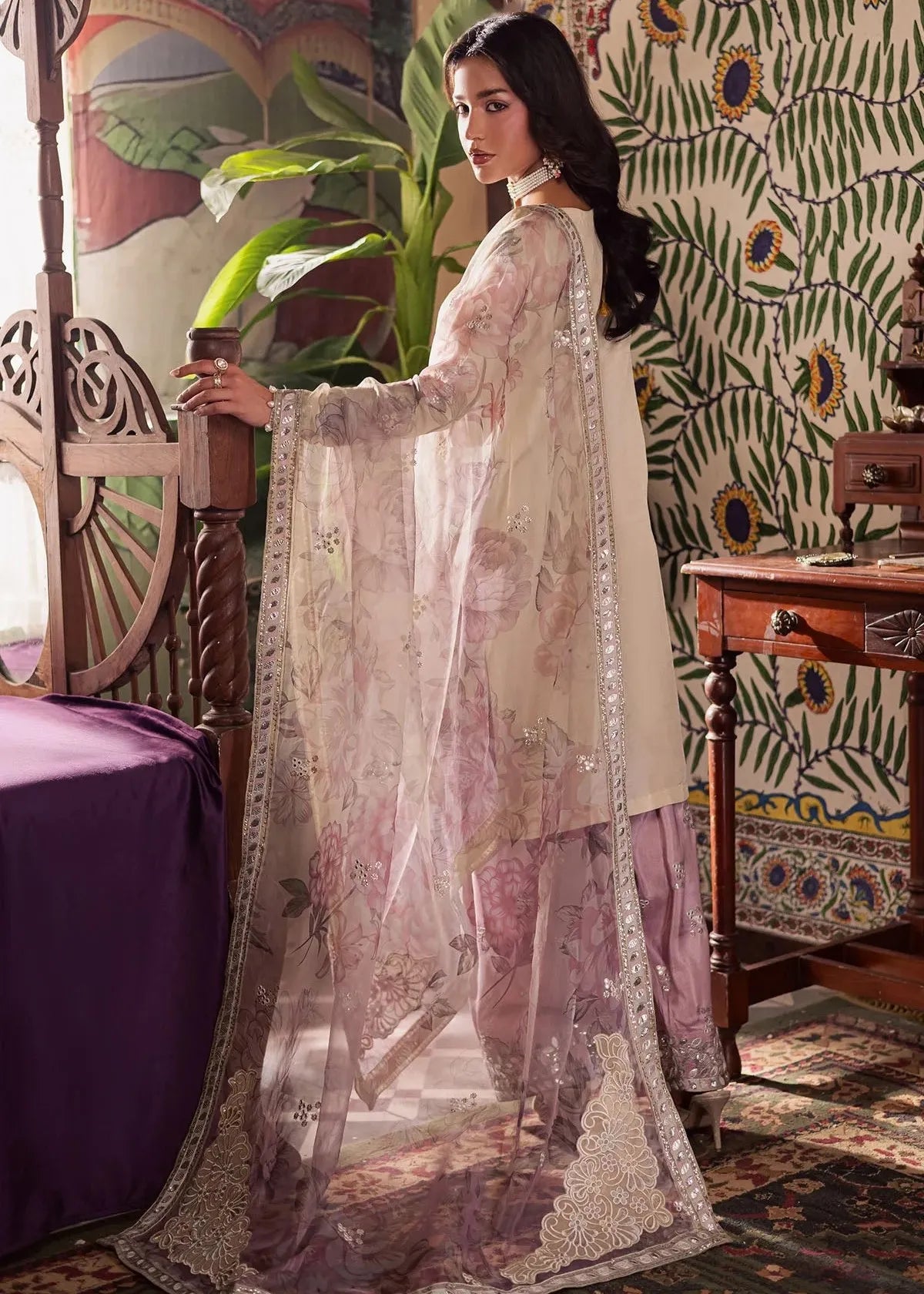 NUREH NUR MAHAL FESTIVE EMBROIDERED SILK UNSTITCHED 3PC SUIT NE-194 | ✅ 100% ORIGINAL