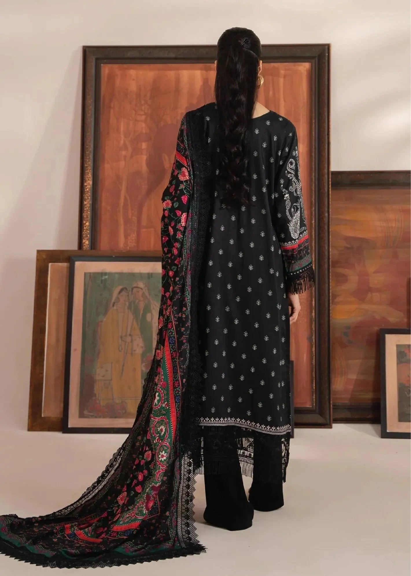 MAUSUMMERY LINEN DIGITAL PRINTED SUIT 3 PIECE UNSTITCHED NOIR