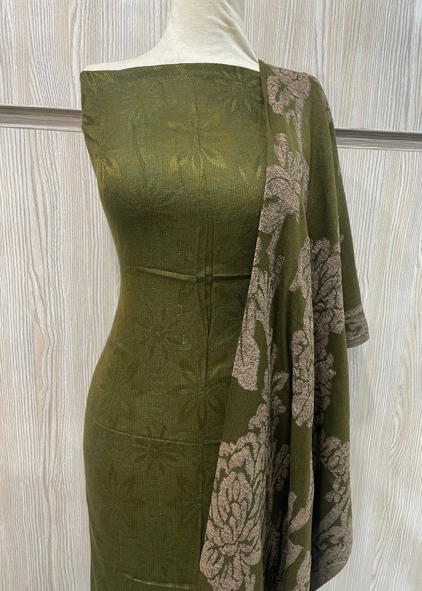 PERSIAN WOOL WINTER 3PC SUIT WITH PALACHI SHWAL (Green)