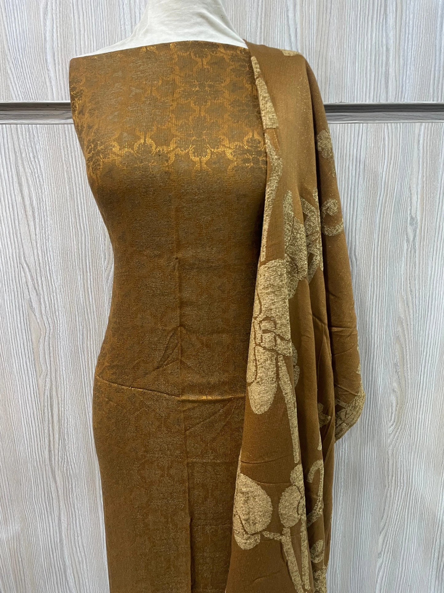 PERSIAN WOOL WINTER 3PC SUIT WITH PALACHI SHWAL (Brown) PSD-03