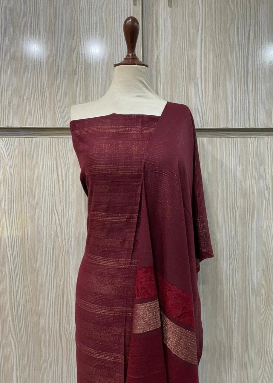 PERSIAN WOOL WINTER PRINTED 3PC SUIT (Maroon)