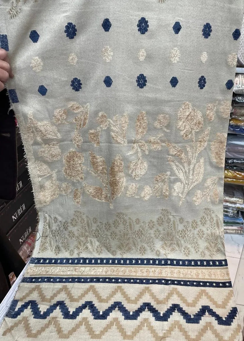 PERSIAN WOOL PRINTED 3PC WINTER SUIT CD-01 (Blue Color)