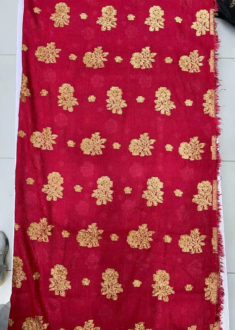 PERSIAN WOOL 3PC WINTER SUIT WITH PALACHI SHWAL (RED) PWF-01