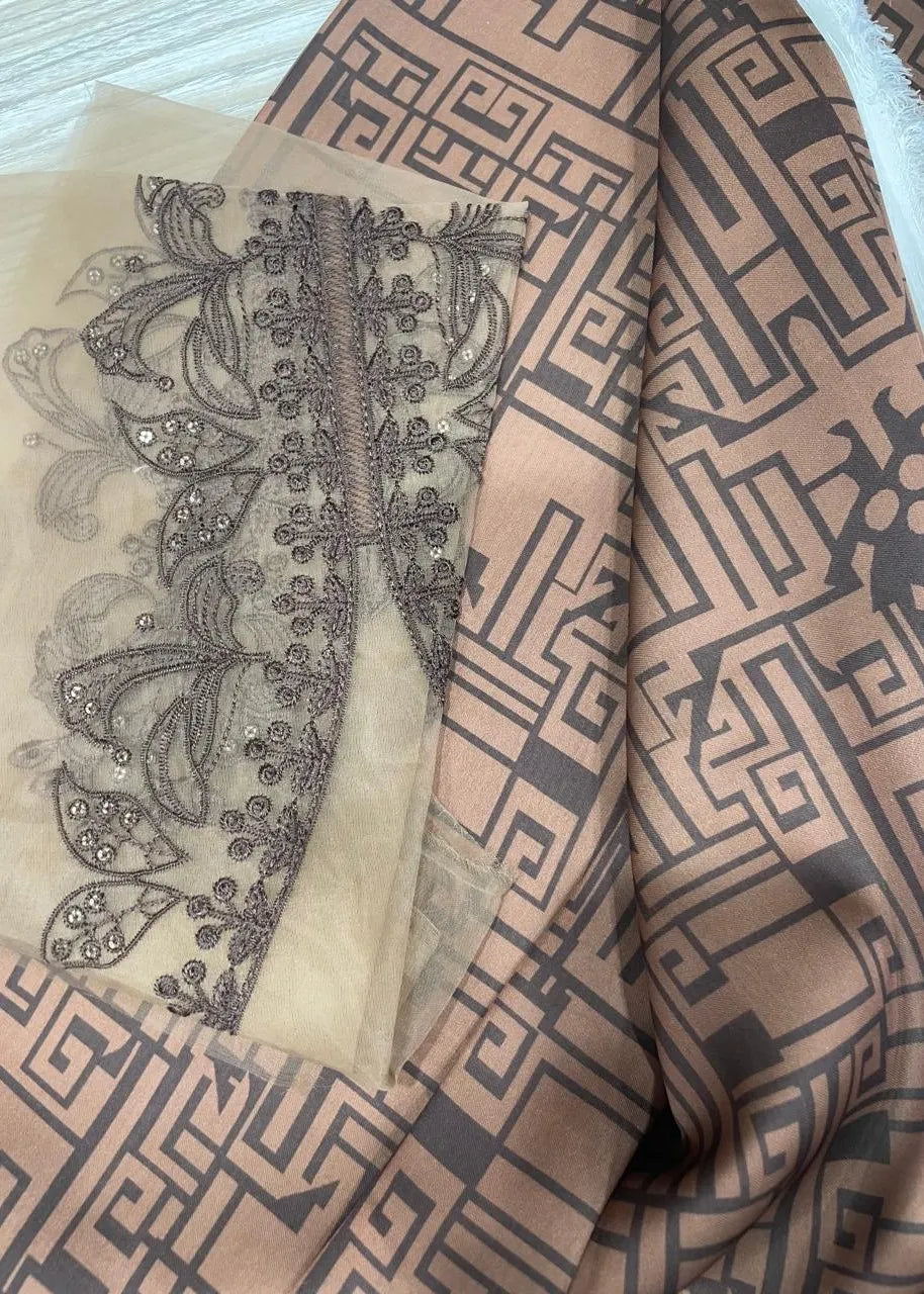 MARIA B SILK SUIT M PRINTS CAMBRIC