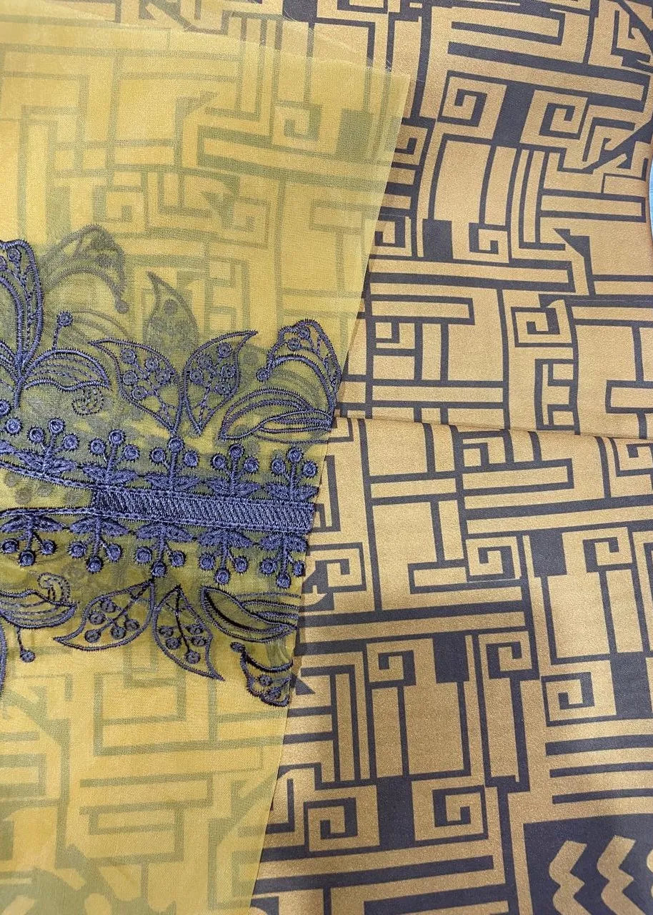 MARIA B SILK SUIT M PRINTS CAMBRIC