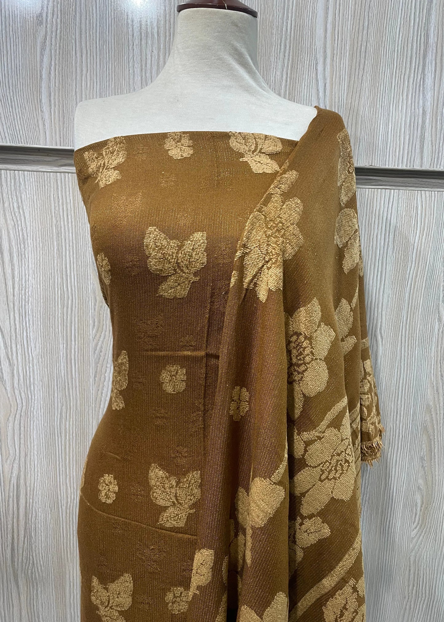 PERSIAN WOOL WINTER 3PC SUIT WITH PALACHI SHWAL (Brown)