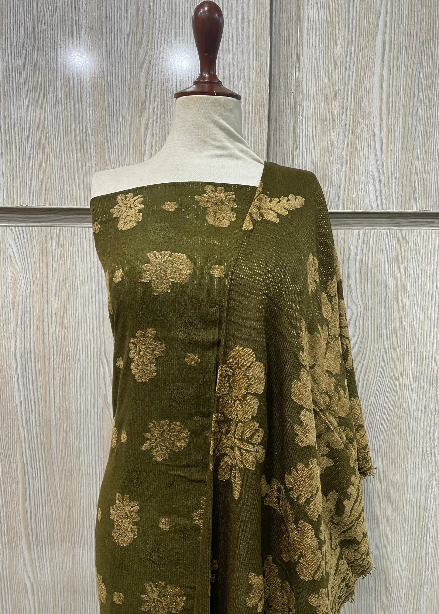PERSIAN PALACHI WOOL WINTER 3PC SUIT WITH PALACHI SHWAL (Olive Green) PLD-02
