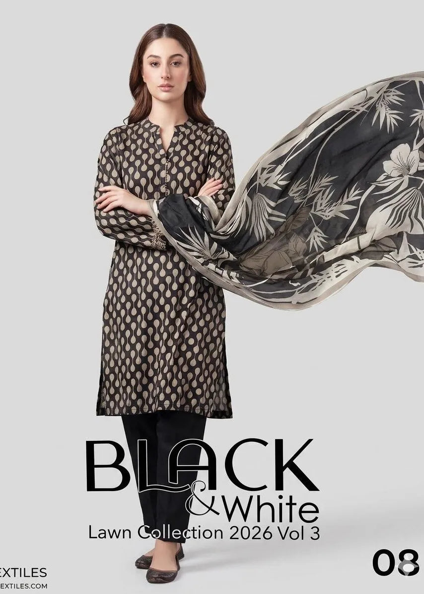 BLACK AND WHITE LAWN COLLECTION VOLUME 3 D-08