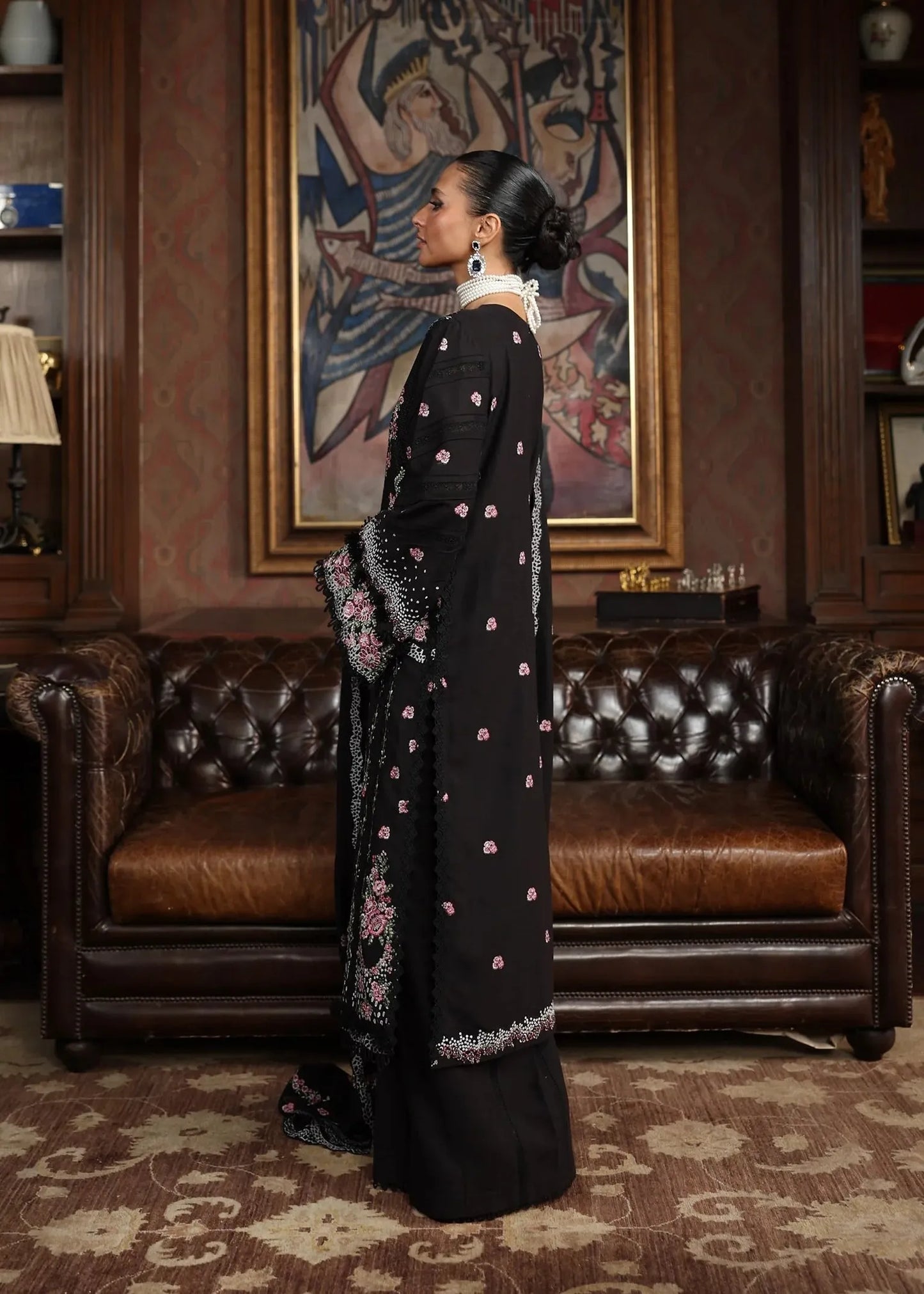 ELAF LUXURY EMBROIDERED KARANDI WINTER COLLECTION 3PC UNSTITCHED | EWK-4A NIGHTBELLE | ✅ 100% Original