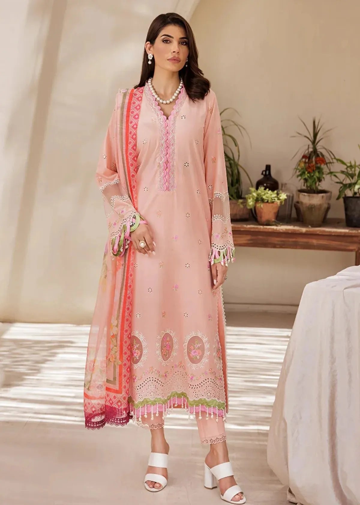 RAJBARI NISSA CHIKANKARI EDITION S/S 25' EMBROIDERED LAWN'25 D-03 | ✅ 100% Original