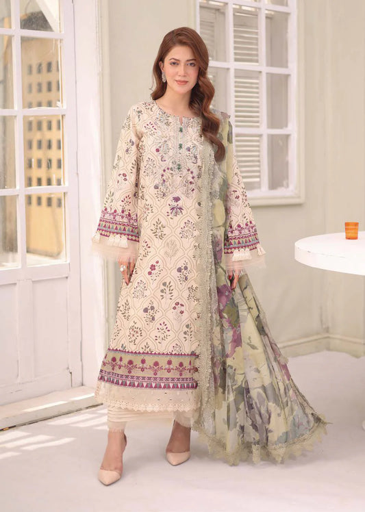 AAFREEN BY RIAZ ARTS EMBROIDERED LAWN SUITS UNSTITCHED 3 PIECE AF-243 - SUMMER COLLECTION | ✅ 100% Original