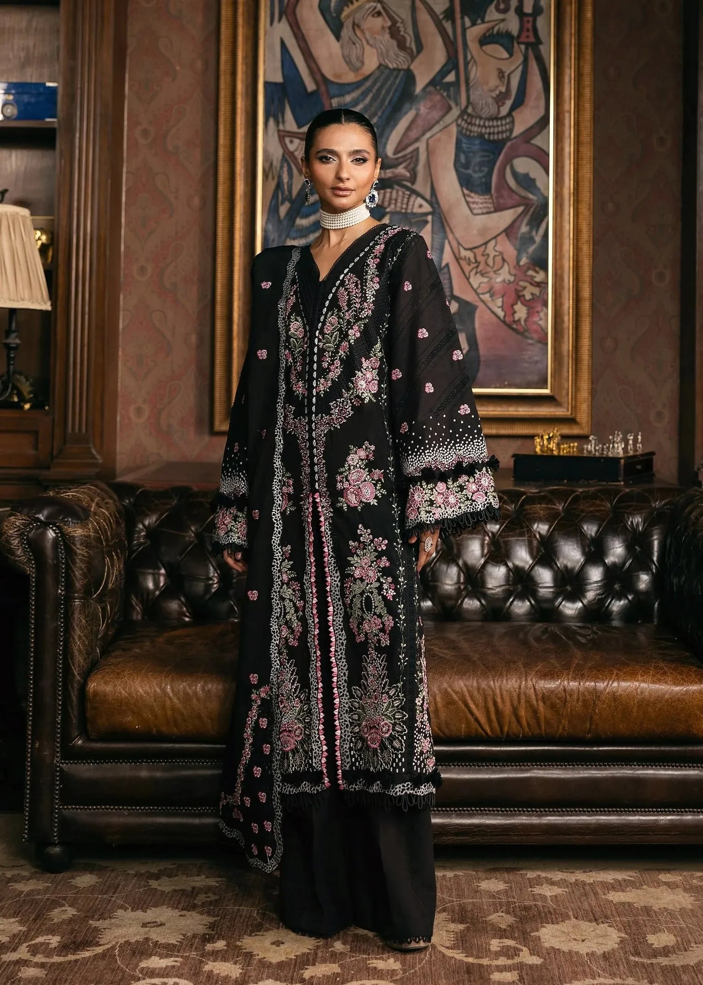 ELAF LUXURY EMBROIDERED KARANDI WINTER COLLECTION 3PC UNSTITCHED | EWK-4A NIGHTBELLE | ✅ 100% Original