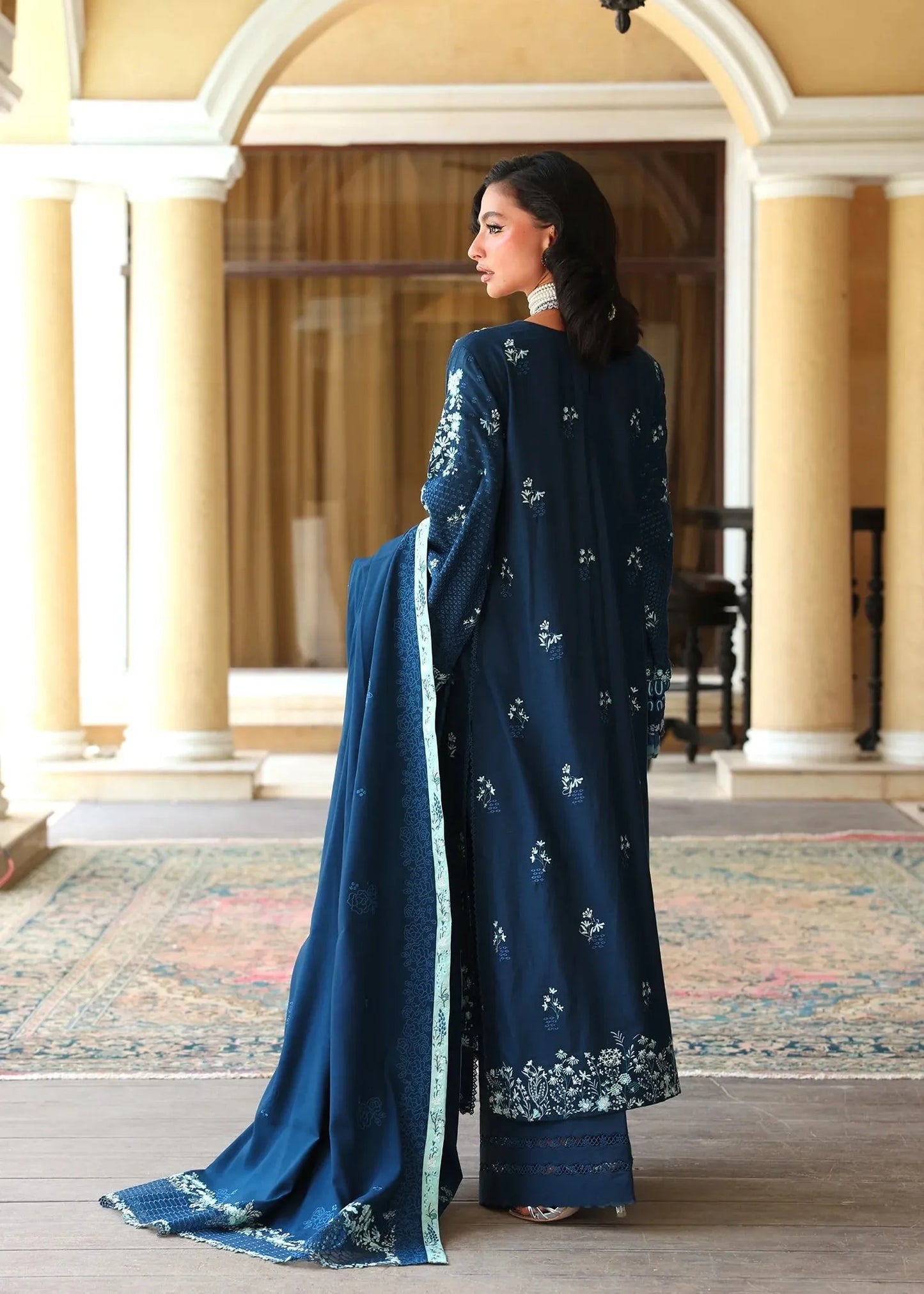 ELAF LUXURY EMBROIDERED KARANDI WINTER COLLECTION 3PC UNSTITCHED | EWK-3B AQUELUNE | ✅ 100% Original