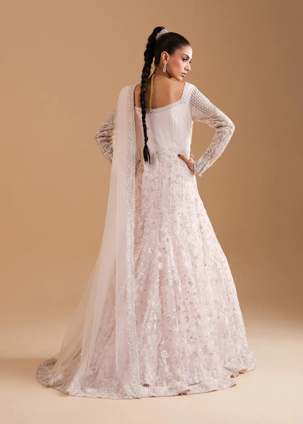 ZARIYA AFSANAY BAREEZE NET UNSTITCHED 3PC SUIT ZB50032 BLUSH