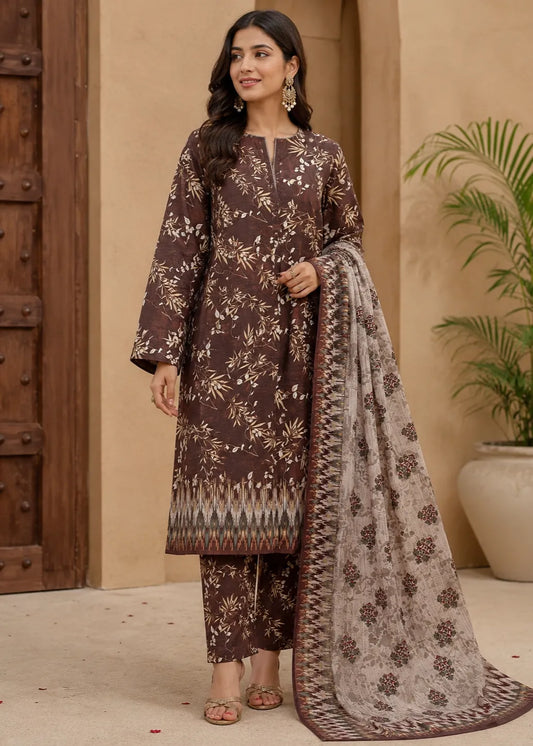 VISCOSE LINEN DIGITAL PRINTED SUIT 3 PIECE UNSTITCHED D-6