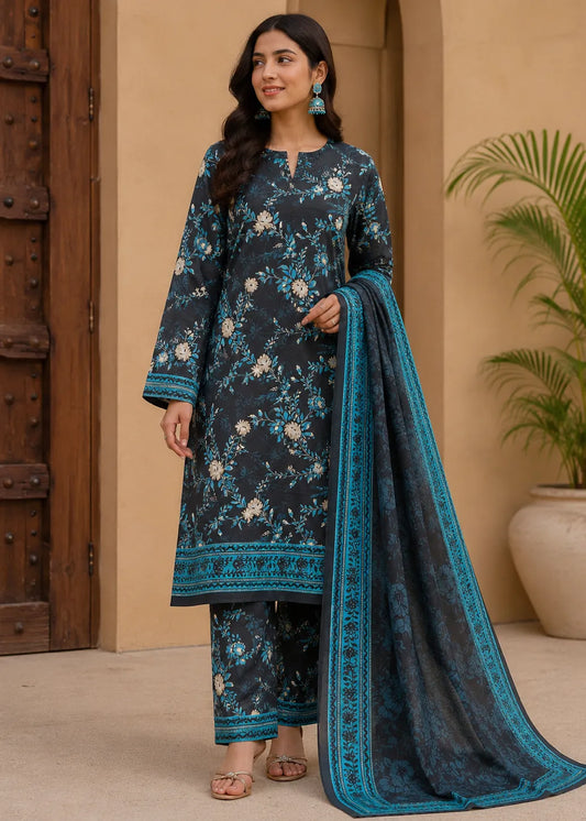 VISCOSE LINEN DIGITAL PRINTED SUIT 3 PIECE UNSTITCHED D-8
