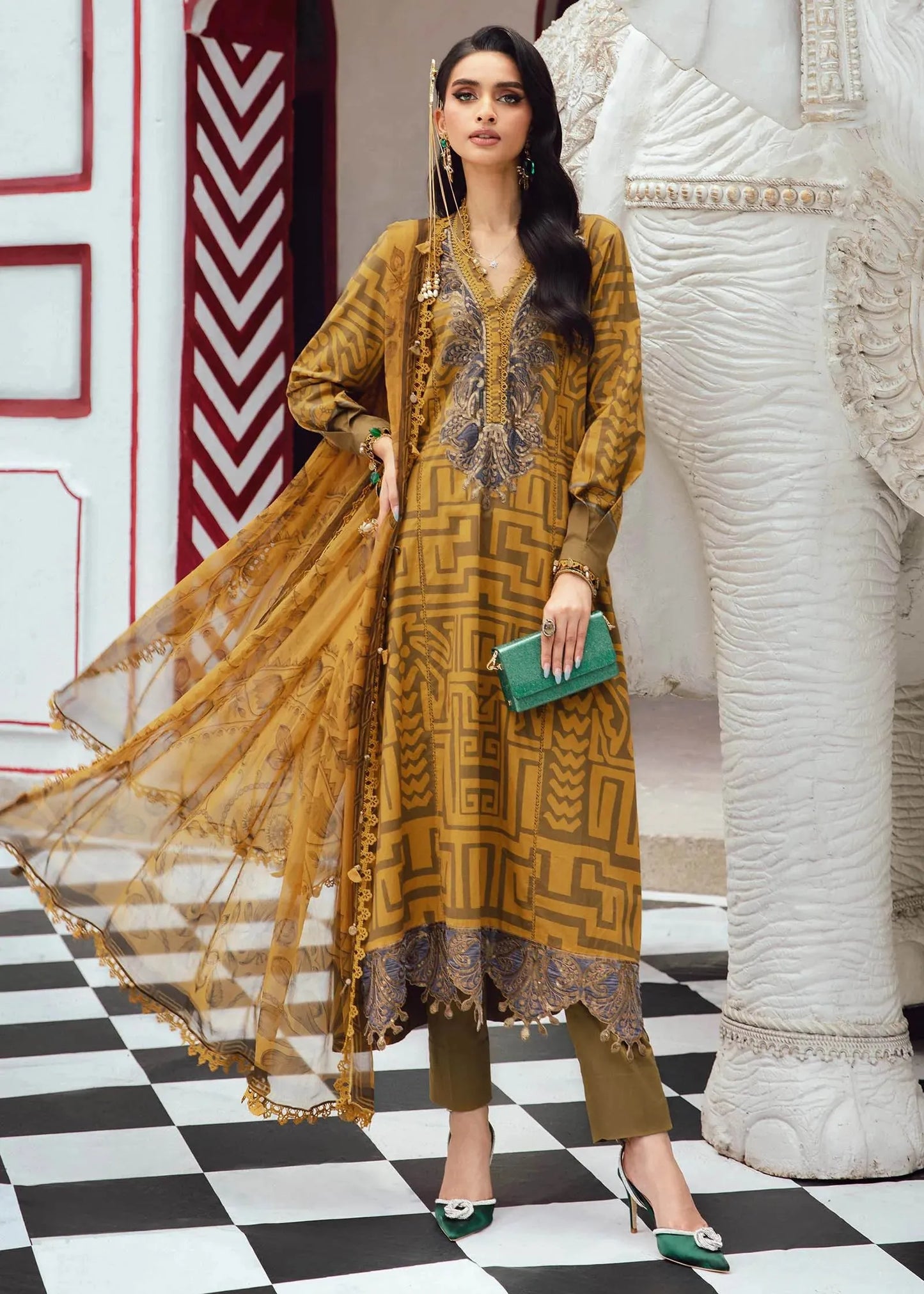 MARIA B SILK SUIT M PRINTS CAMBRIC