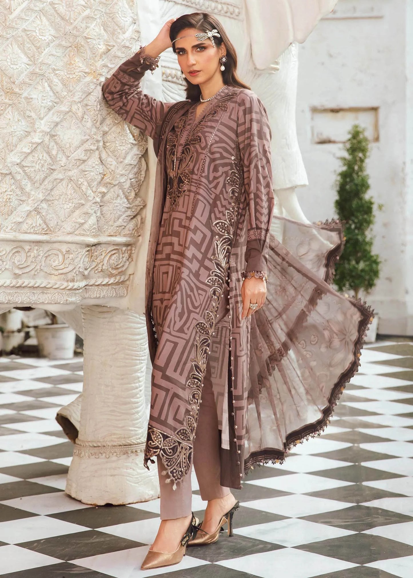 MARIA B SILK SUIT M PRINTS CAMBRIC