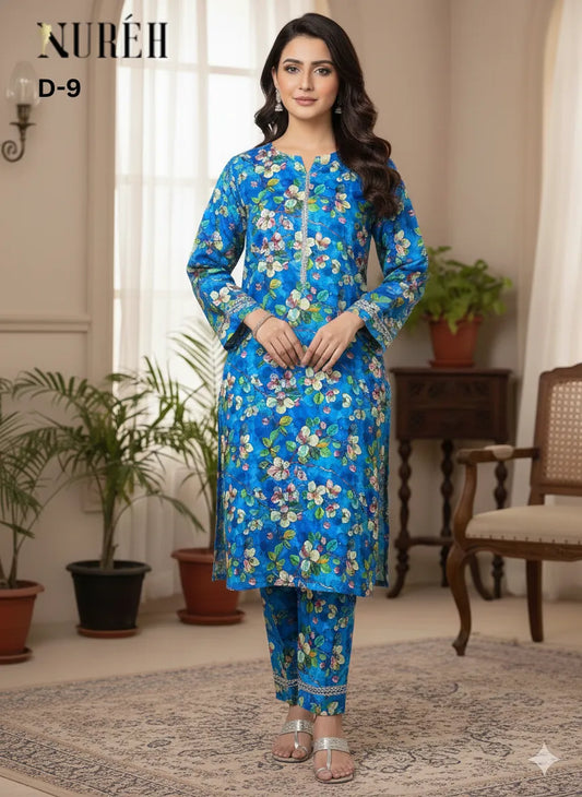 NUREH BY RIAZ ARTS PRINTED LAWN SUITS UNSTITCHED 2 PIECE D-9 - SUMMER COLLECTION  | ✅ 100% Original