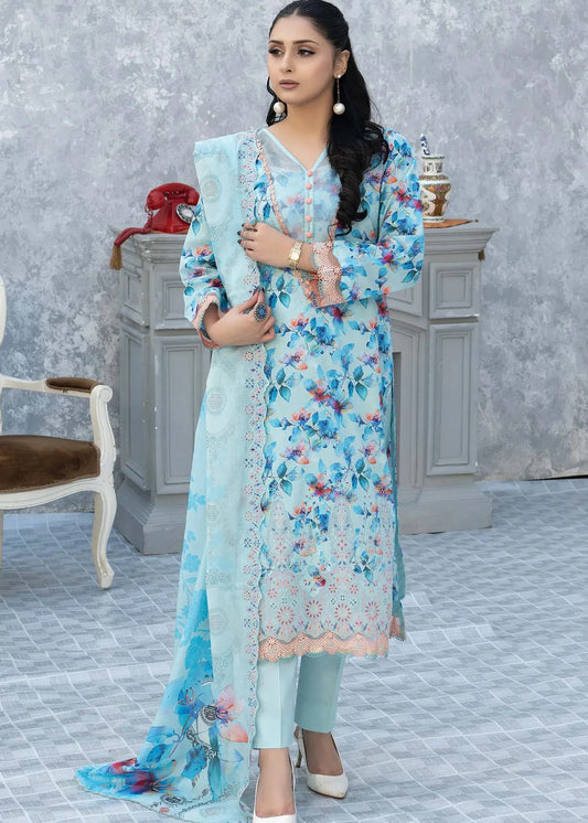ELEGANT BY RIAZ ARTS EMBROIDERED LAWN SUMMER COLLECTION 3 PIECE SUIT - D-08 | ✅ 100% Original