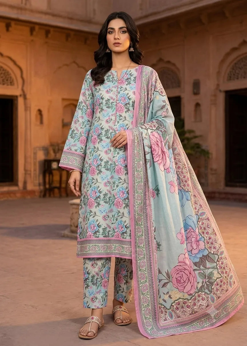 VISCOSE LINEN DIGITAL PRINTED SUIT 3 PIECE UNSTITCHED D-13