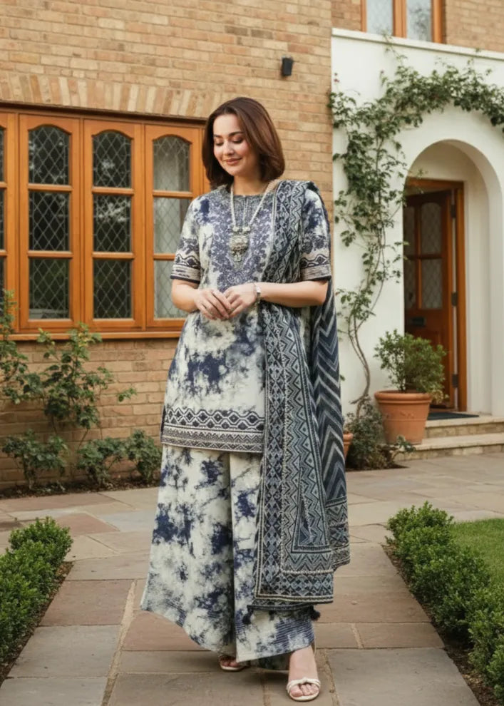 SAPPHIRE KHADDAR DIGITAL PRINTED SUIT 3 PIECE UNSTITCHED BLUE D10