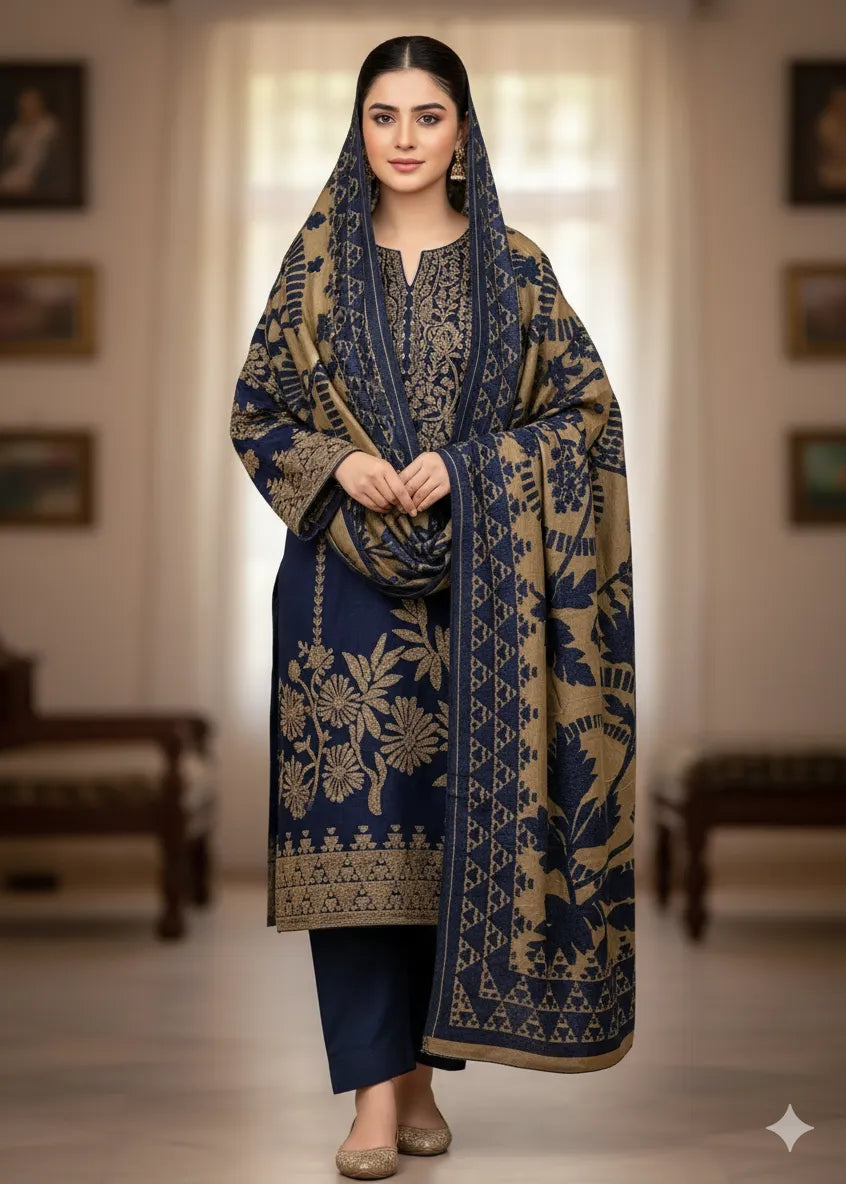 PERSIAN PALACHI WOOL WINTER 3PC SUIT WITH PALACHI SHWAL LPW-02