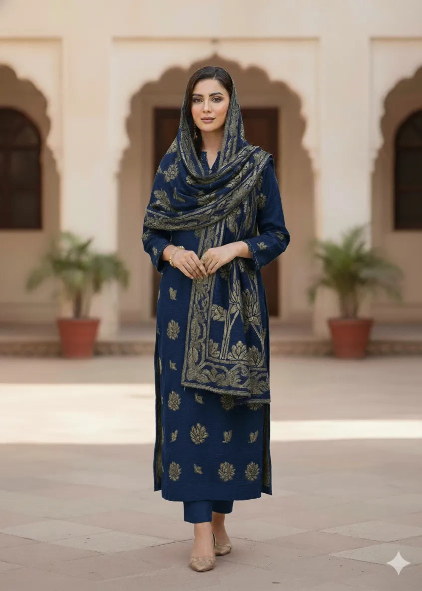 PERSIAN PALACHI WOOL WINTER 3PC SUIT WITH PALACHI SHWAL EFD-11