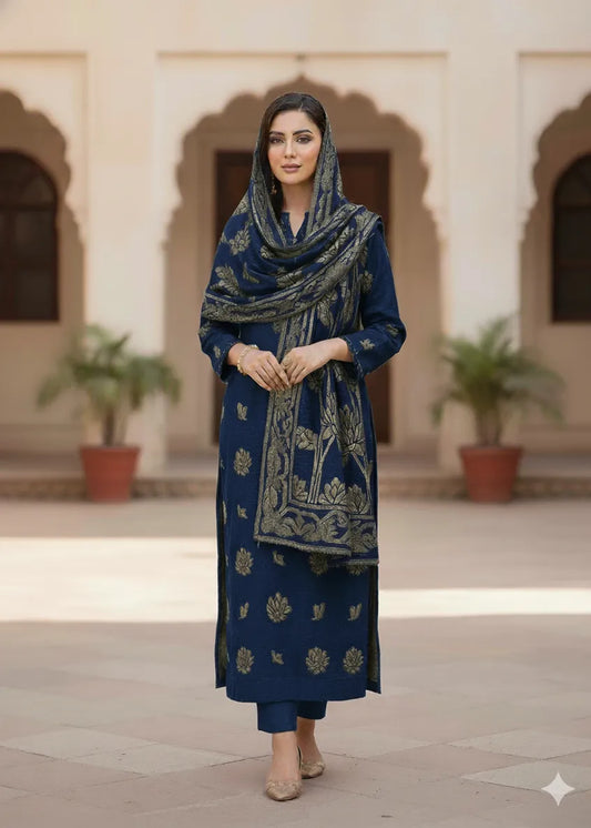 PERSIAN PALACHI WOOL WINTER 3PC SUIT WITH PALACHI SHWAL EFD-11