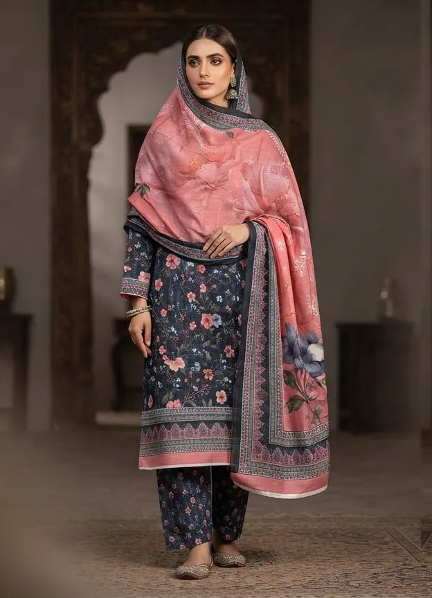 VISCOSE LINEN DIGITAL PRINTED SUIT 3 PIECE UNSTITCHED D-22