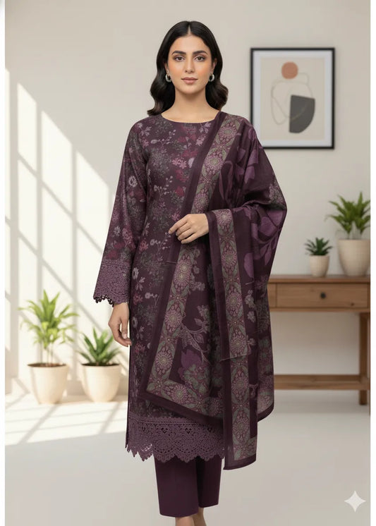PERSIAN PALACHI WOOL WINTER 3PC SUIT WITH PALACHI SHWAL LPW-01