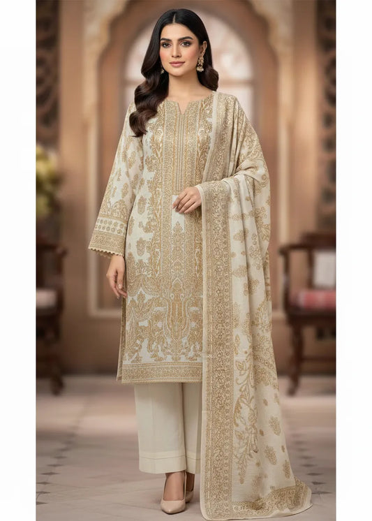 PERSIAN EMBROIDED WOOL WINTER 3PC SUIT WITH PALACHI SHWAL PW-02