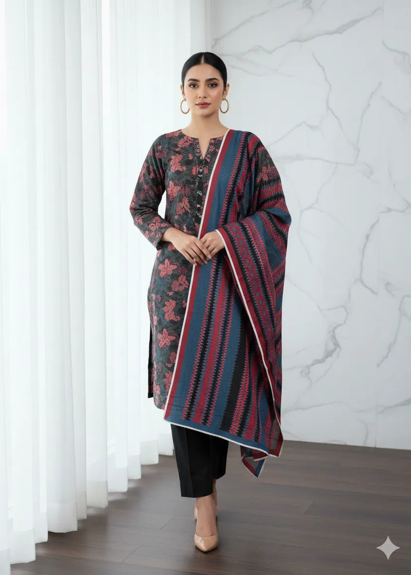 SAPPHIRE PRINTED LINEN 3PC D4