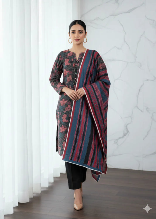 SAPPHIRE PRINTED LINEN 3PC D4