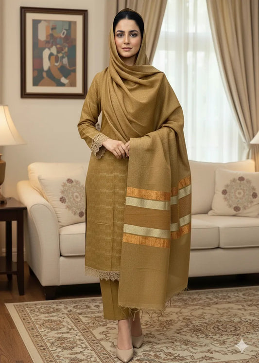 PERSIAN WOOL WINTER 3PC SUIT (Mustard) SD-02