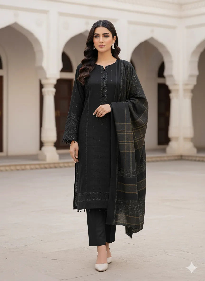 PERSIAN WOOL WINTER 3PC SUIT (Black)