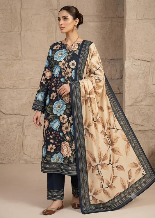 VISCOSE LINEN DIGITAL PRINTED SUIT 3 PIECE UNSTITCHED D-12