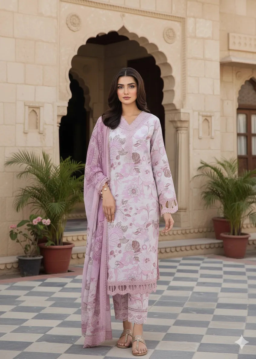 BAROQUE KHADDAR DIGITAL PRINTED SUIT 3 PIECE UNSTITCHED D13