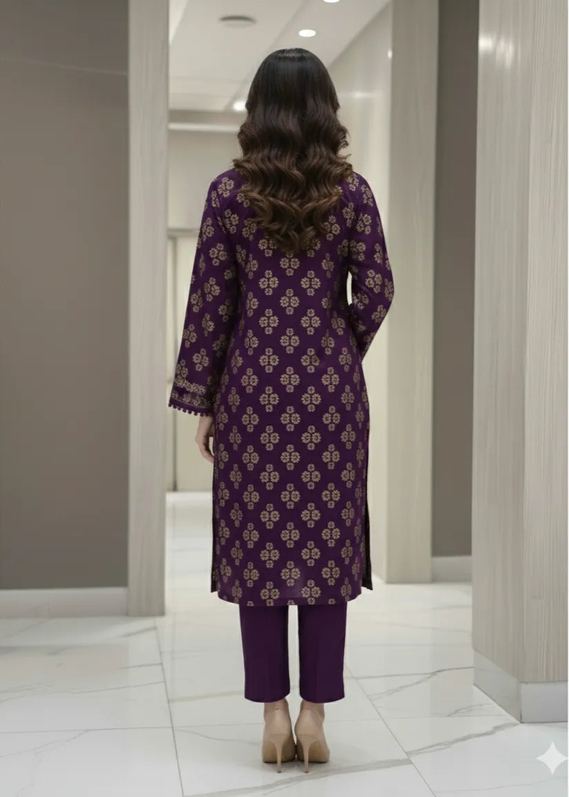 PERSIAN PALACHI WOOL WINTER 3PC SUIT WITH PALACHI SHWAL (Purple) EFD-02