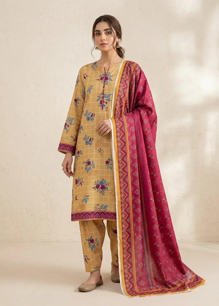 VISCOSE LINEN DIGITAL PRINTED SUIT 3 PIECE UNSTITCHED D-15
