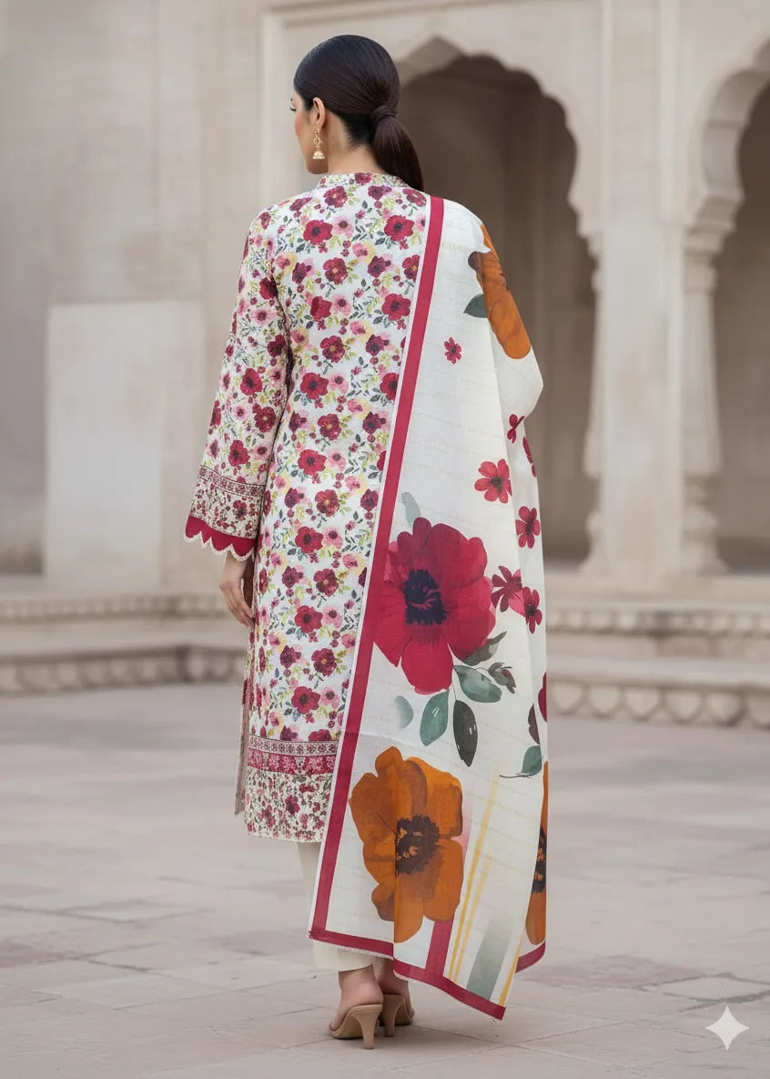 SAPPHIRE PRINTED LINEN 3PC D14