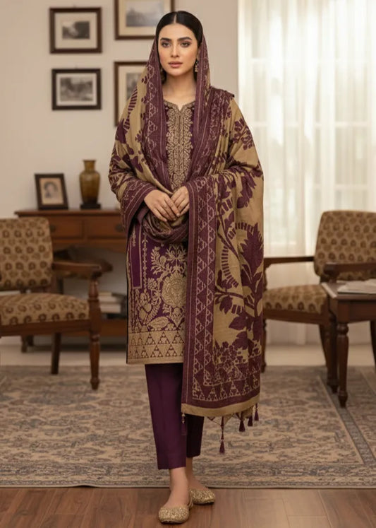 PERSIAN PALACHI WOOL WINTER 3PC SUIT WITH PALACHI SHWAL LPW-03