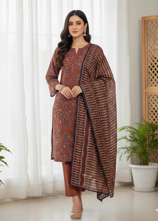 SAPPHIRE PRINTED LINEN 3PC D19