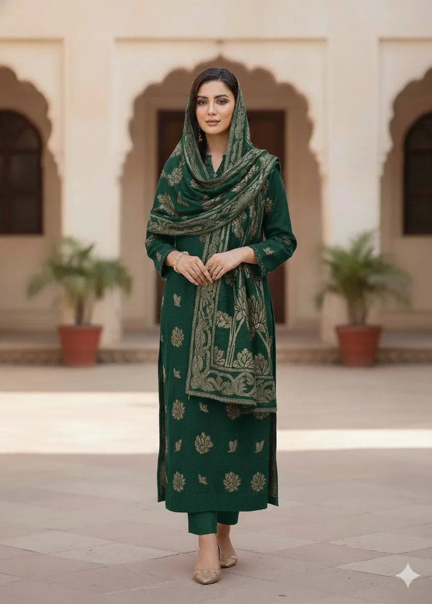 PERSIAN PALACHI WOOL WINTER 3PC SUIT WITH PALACHI SHWAL EFD-08