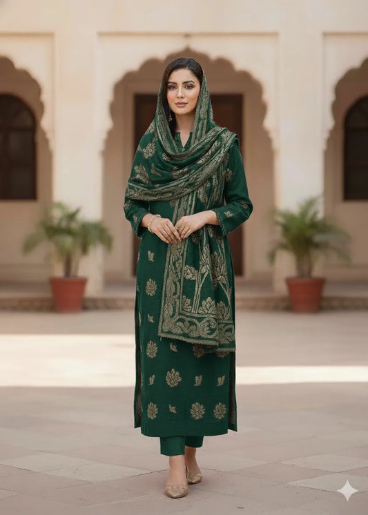 PERSIAN PALACHI WOOL WINTER 3PC SUIT WITH PALACHI SHWAL EFD-08