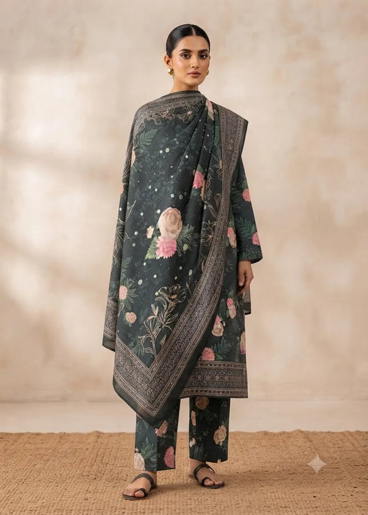 VISCOSE LINEN DIGITAL PRINTED SUIT 3 PIECE UNSTITCHED D-30