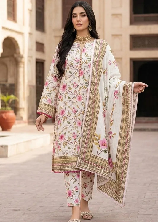 VISCOSE LINEN DIGITAL PRINTED SUIT 3 PIECE UNSTITCHED D-4