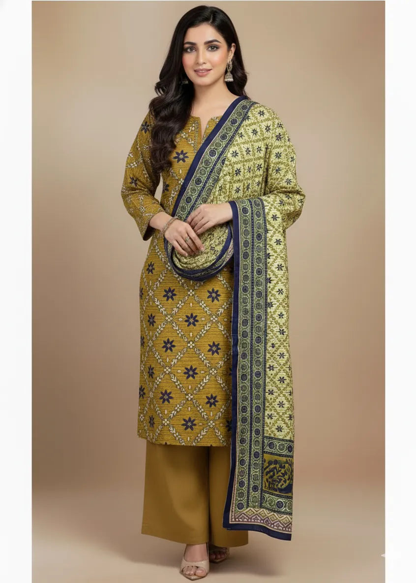 SAPPHIRE PRINTED LINEN 3PC D18