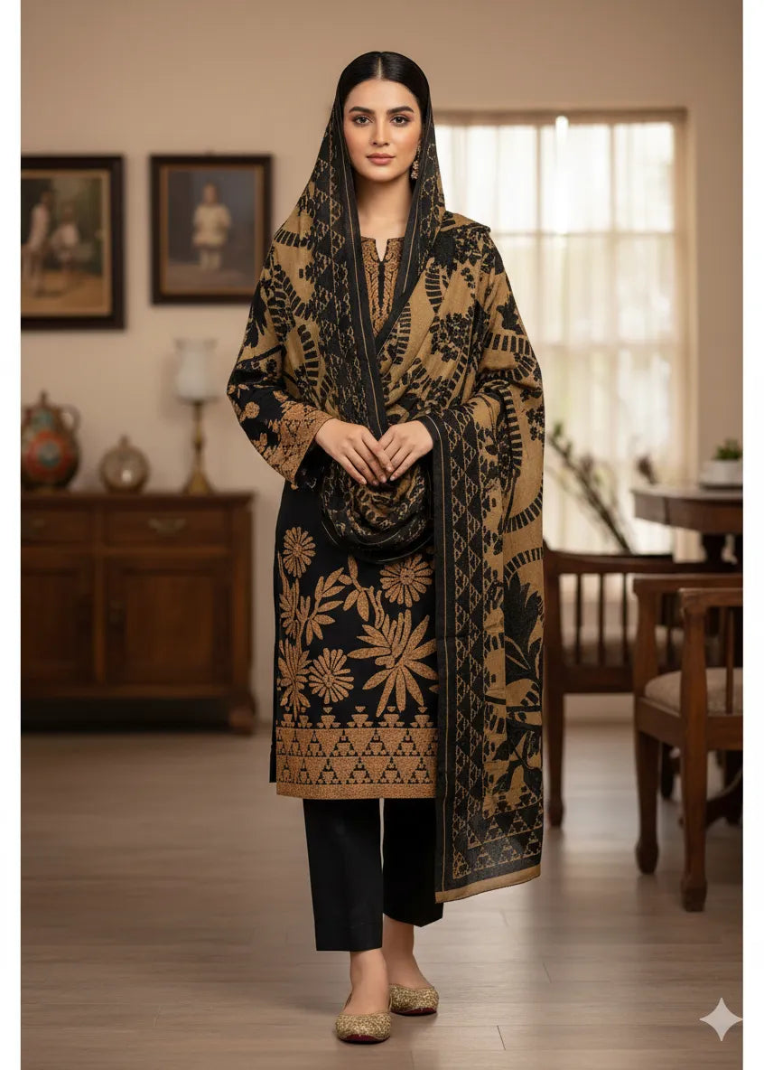 PERSIAN PALACHI WOOL WINTER 3PC SUIT WITH PALACHI SHWAL LPW-01